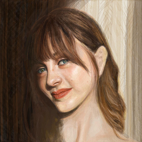 Digital painting of a woman smiling in the sunlight